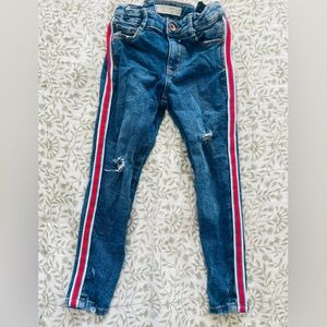 Zara Blue Jeans with Red and White Stripes